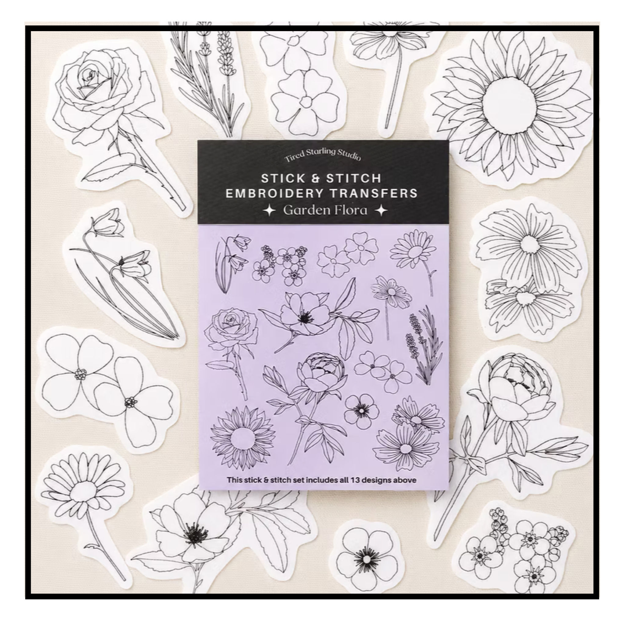 Tired Starling Studio Garden Flora Stick And Stitch Set