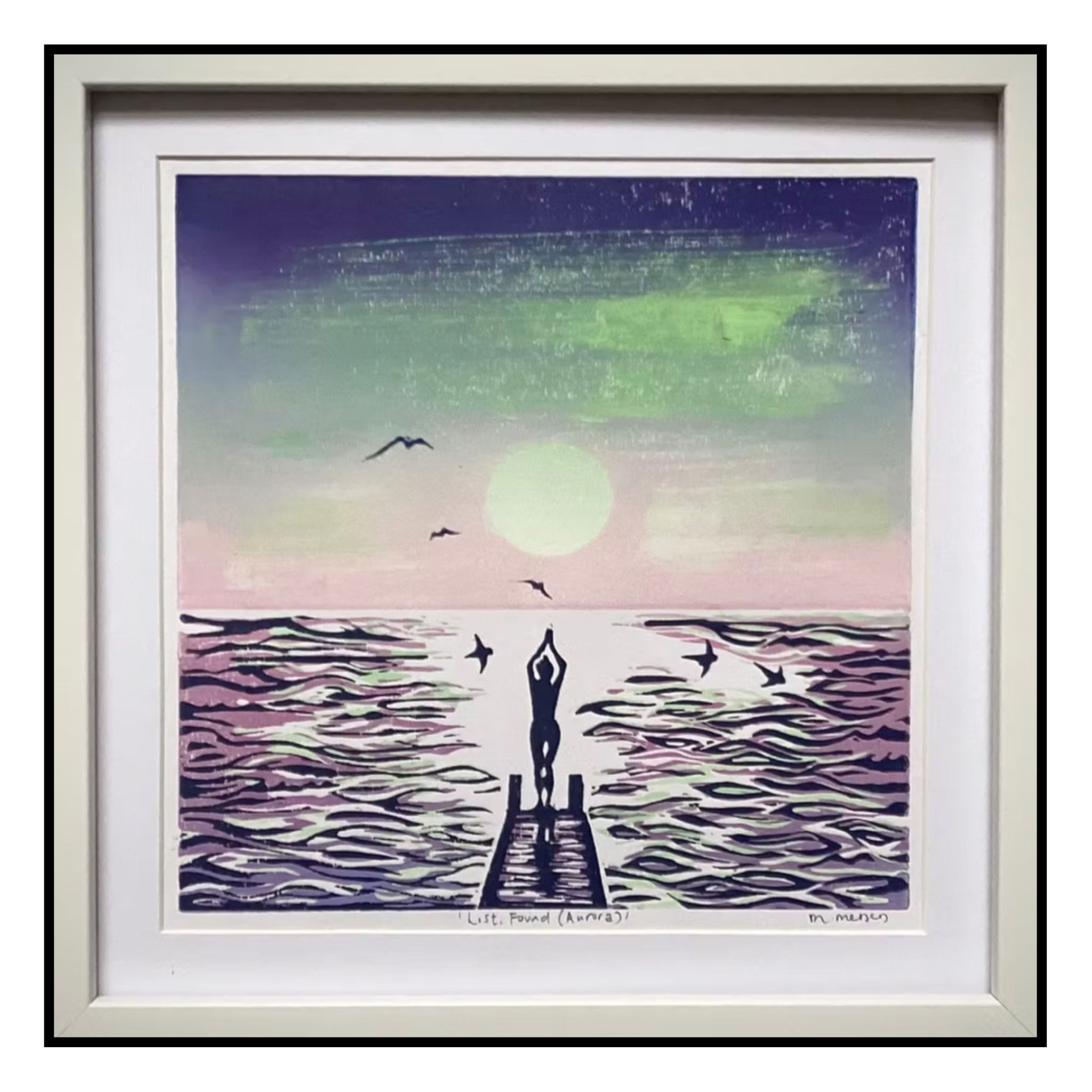Monica Metsers Fine Art 'Lost, Found (Aurora)' Framed Lino Print