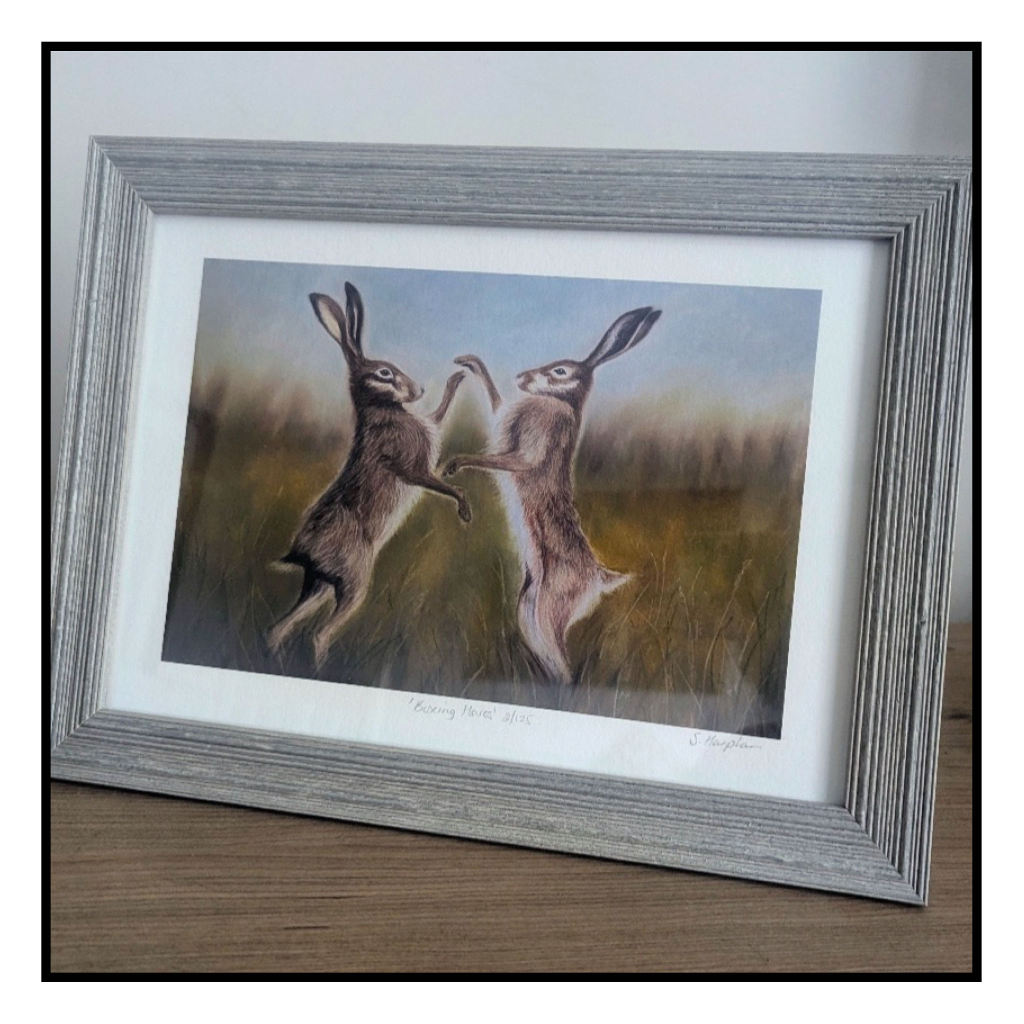 Susannah Harpham Art 'boxing Hares' Framed Print