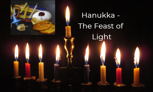 Hanukka Menora with all eight candles plus Shamash Candle as Jesus the servant being the main light