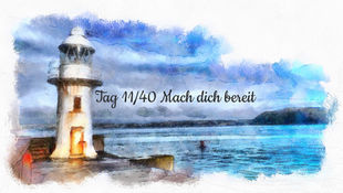 Leuchtturm- in den Wolken steht mach dich bereit