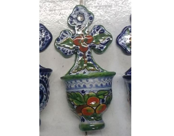 Miniatura: Pila para Agua Bendita Chica durazno con borde verde