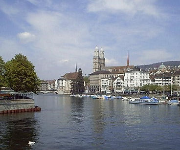 Zurich and cathedral photo from the river