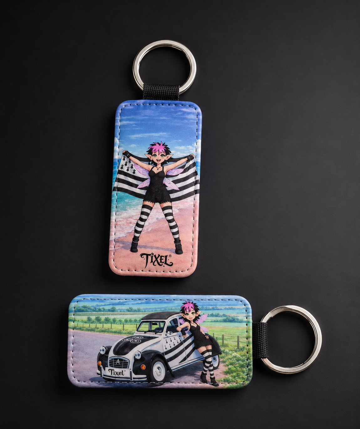 Porte-clefs cuir rectangulaire