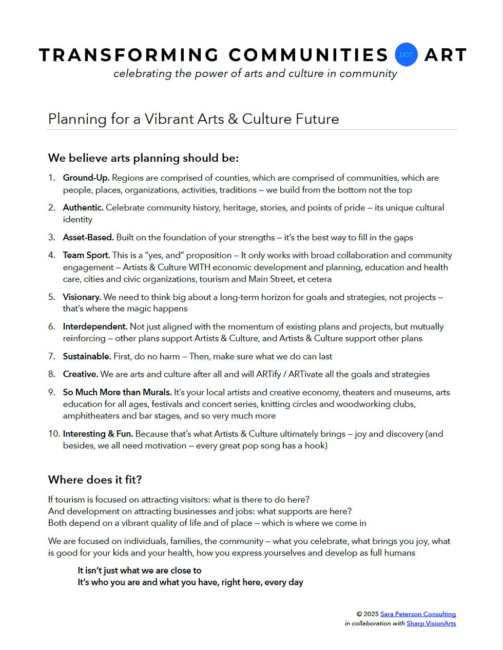 Planning fro a Vibrant Arts & Culture Future