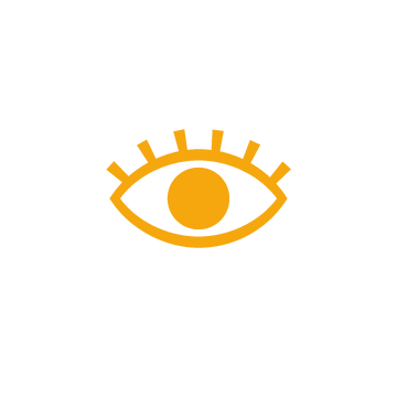 blinkendes auge in orange icon deko