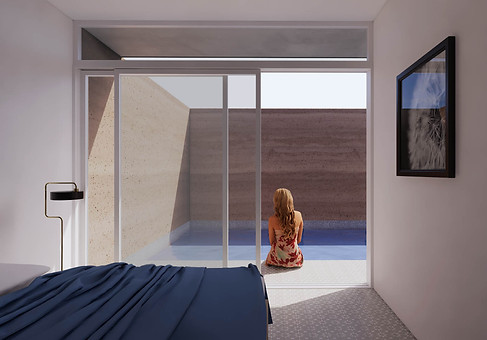 Ochre House main bedroom looking towards pool