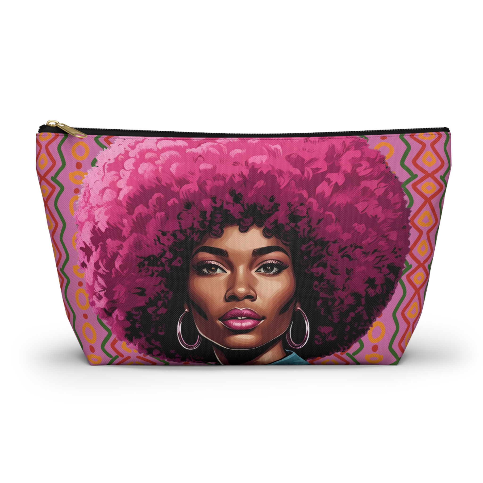 Pink | Soft Fluffy | African Pattern Accessory Pouch
