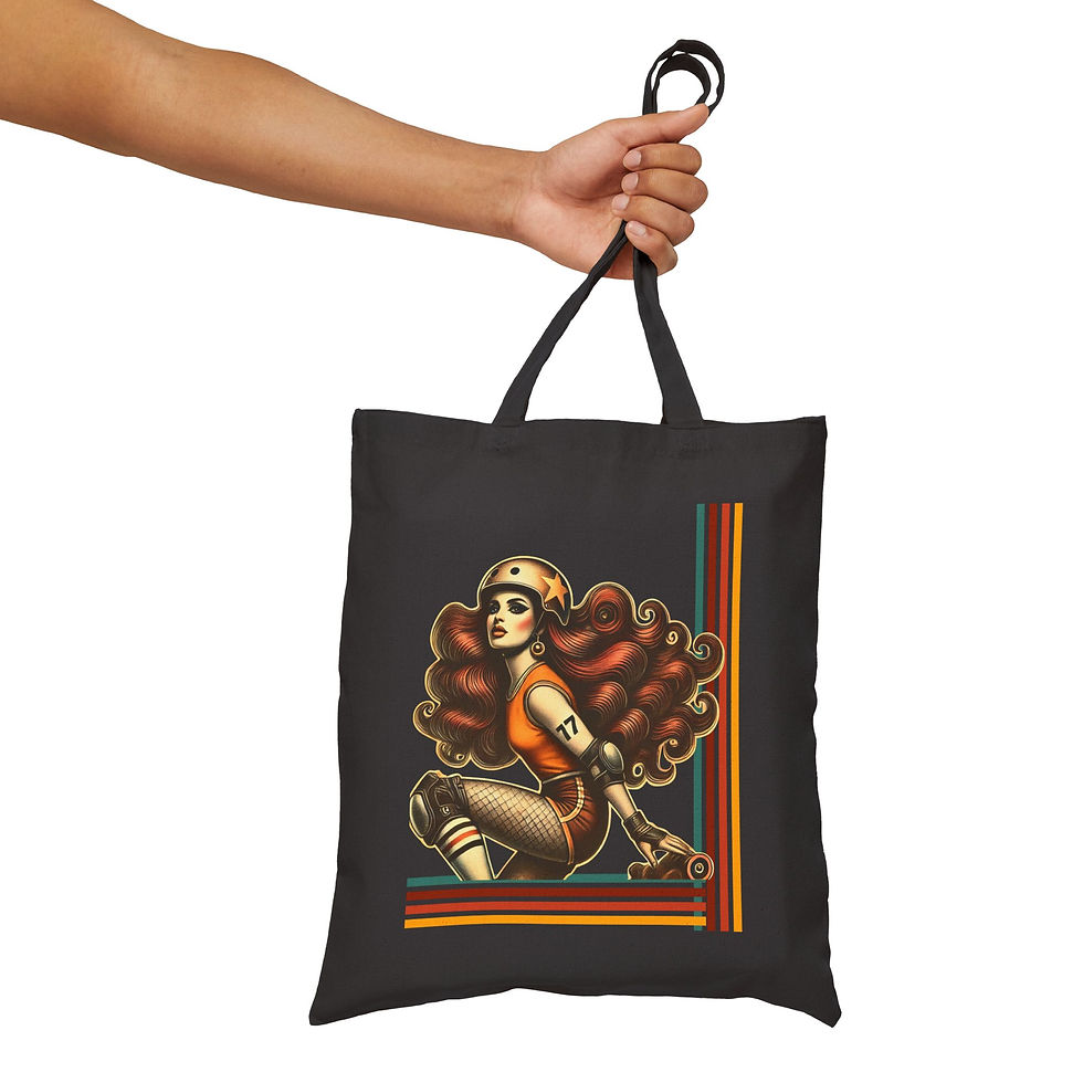 Thumbnail: Roller Derby | Retro Roller Girl | Cotton Canvas Totebag