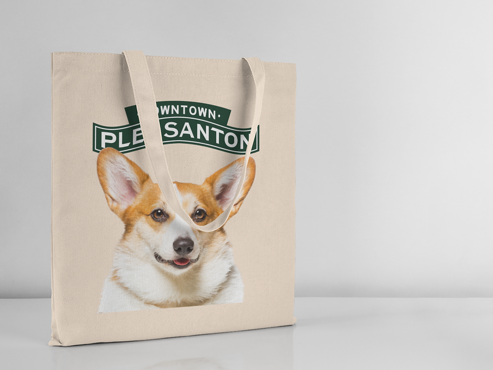 Thumbnail: Downtown Pleasanton | Corgi Canvas Tote Bag