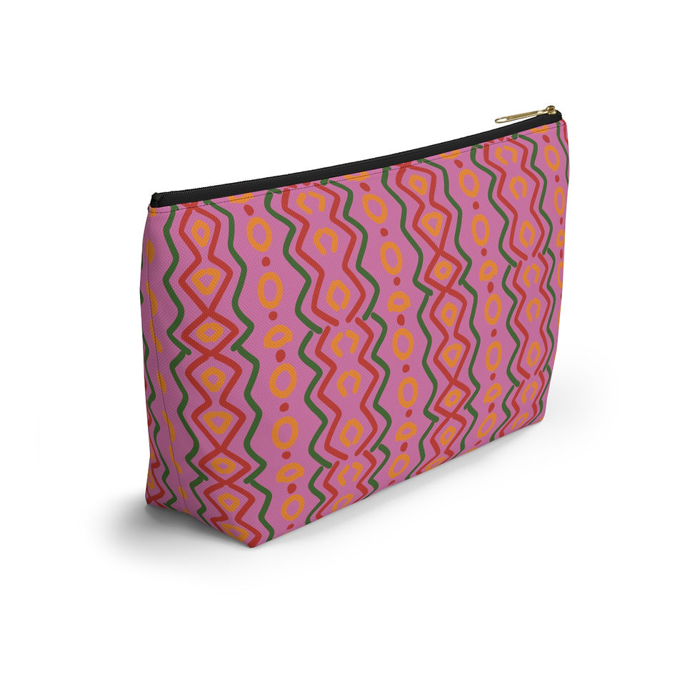 Thumbnail: Pink | Soft Fluffy | African Pattern Accessory Pouch