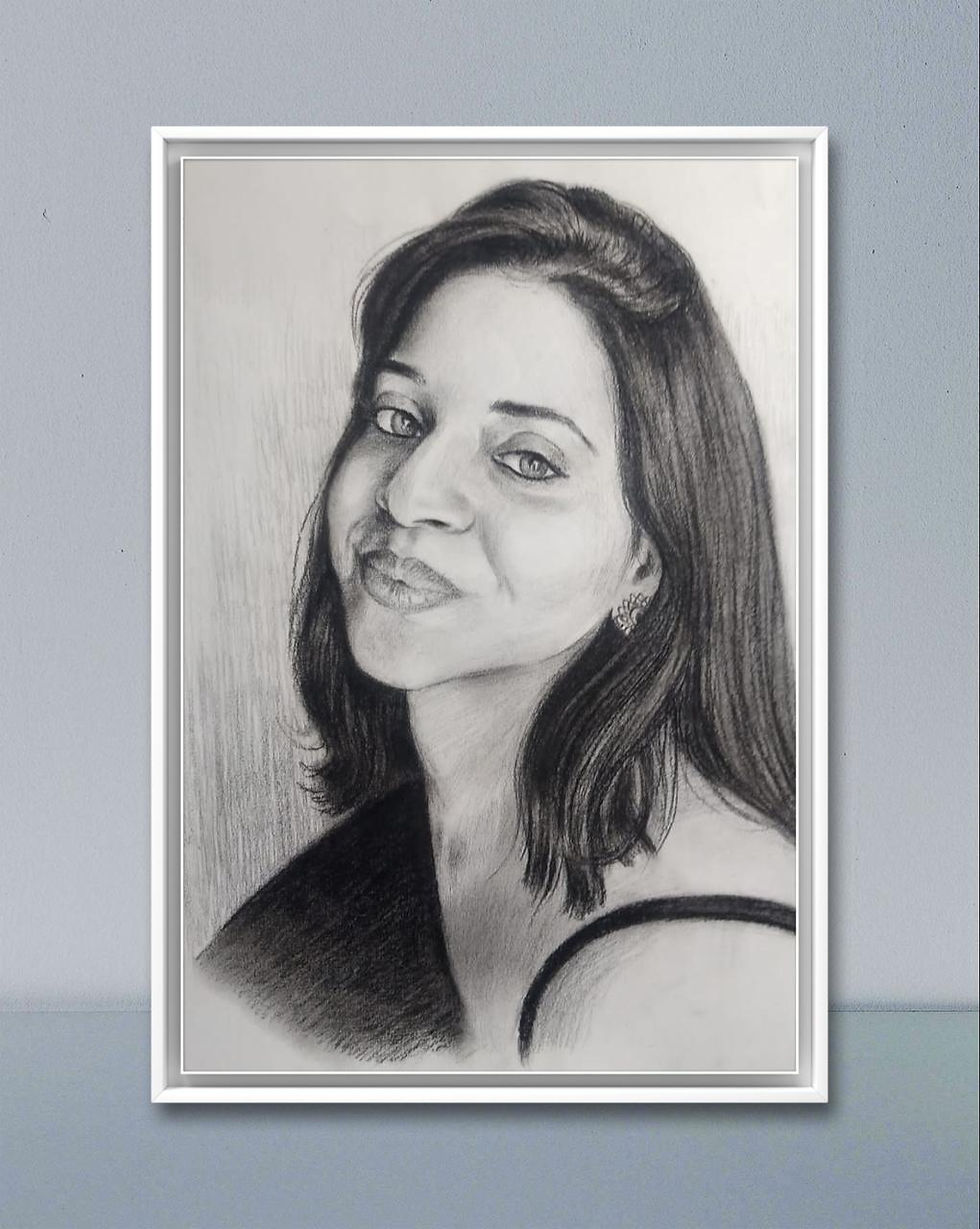 Thumbnail: THE STROKES OF EMOTION (Handmade pencil sketch with frame)