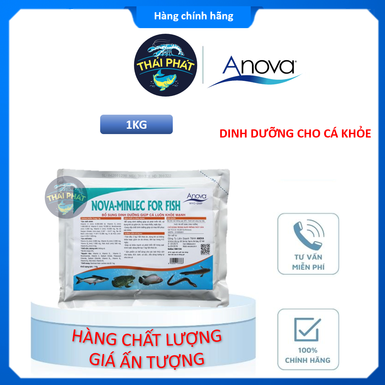NOVA MINLEC FOR FISH 1KG - Dinh dưỡng, vitamin thiết yếu giúp cá khỏe
