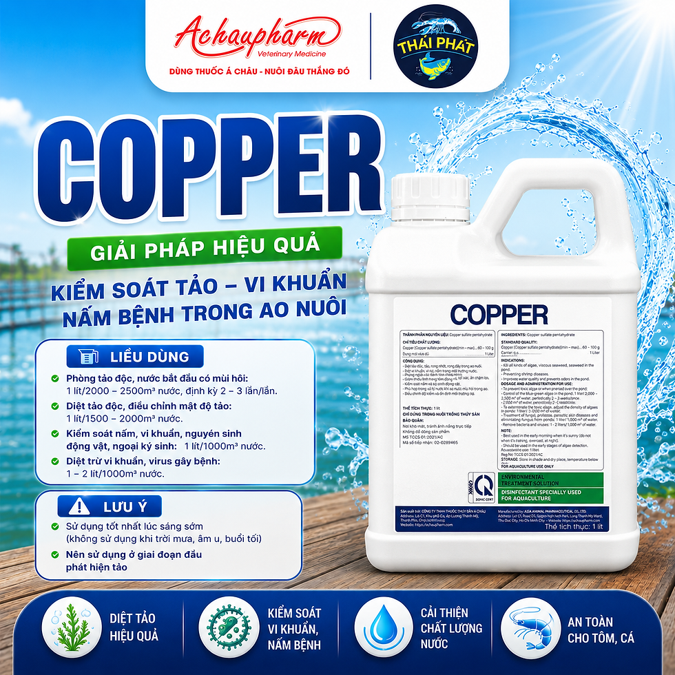 Hình thu nhỏ: COPPER 1 lít - Diệt tảođộc, rong nhớt, ngoại ký sinh, vi khuẩn, nấm gây bệnh
