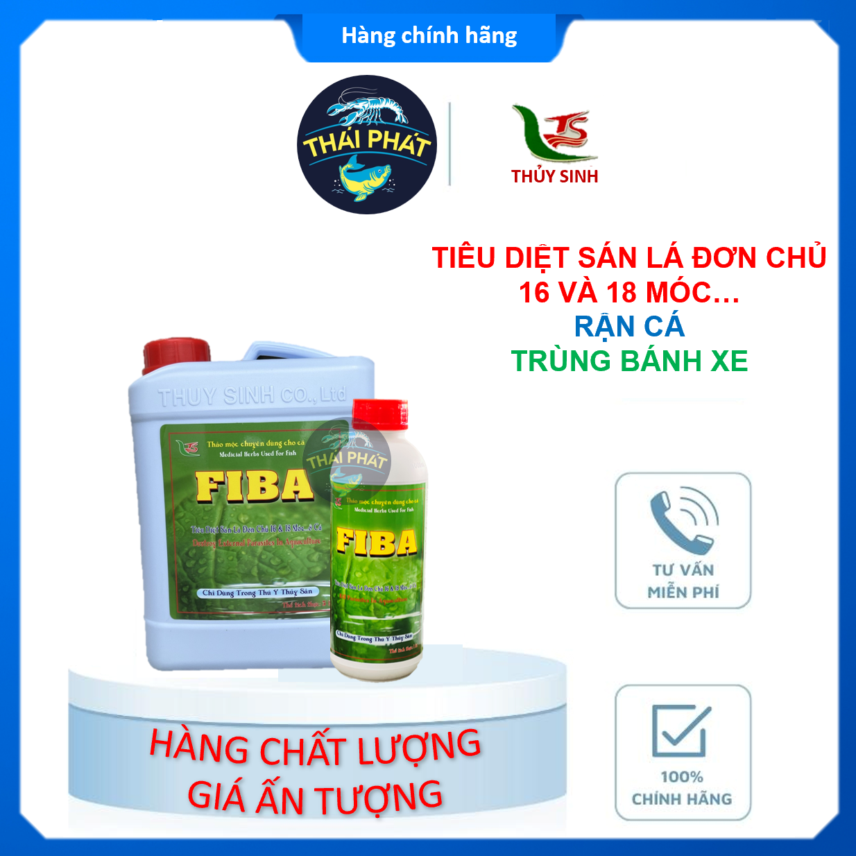FIBA 1L, 5L - Thảo dược Dầu trâm bầu hết sạch sán lá đơn chủ, trùng bánh xe, rận