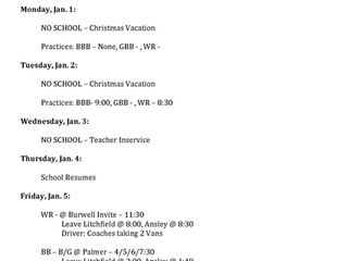 Weekly Activities & Events Update- January 1-6th 2018