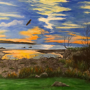 Morning Sky With Eagle Over the Atlantic Ocean in Halifax, Nova Scotia