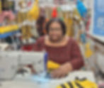 Karen working on Little Huggins