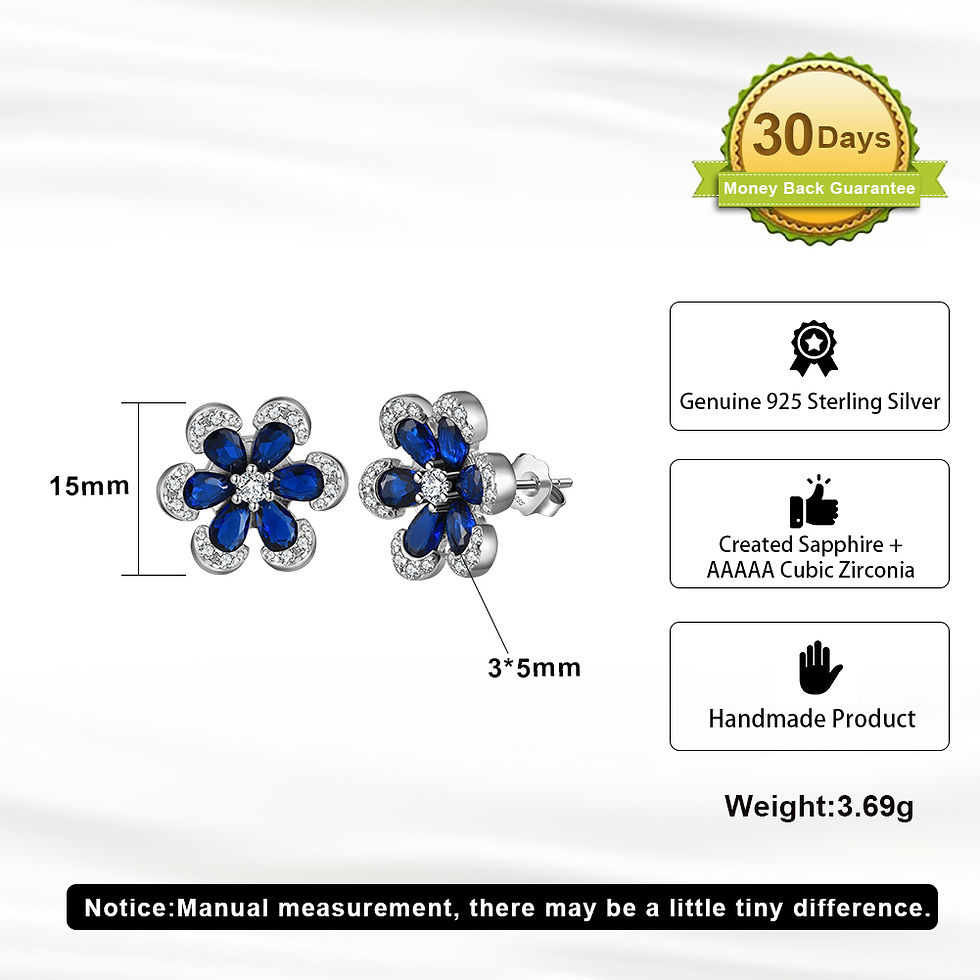 Thumbnail: ORSA JEWELS 925 Silver Flower Shape Blue Sapphire Jewelry Set Clear Cubic Zircon