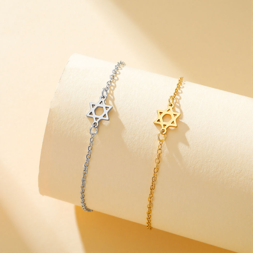 Thumbnail: Lucktune Star of David Charm Bracelet For Women Hand Stainless Steel Jewish Hexa