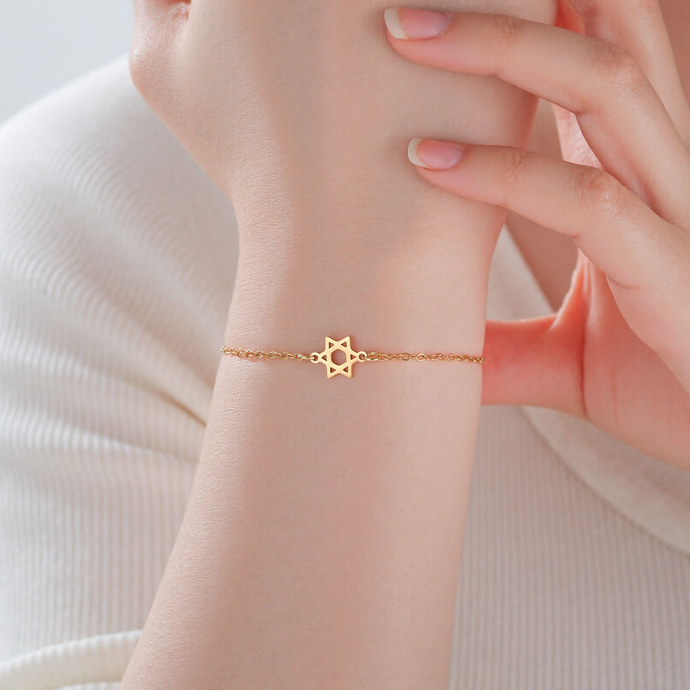 Thumbnail: Lucktune Star of David Charm Bracelet For Women Hand Stainless Steel Jewish Hexa