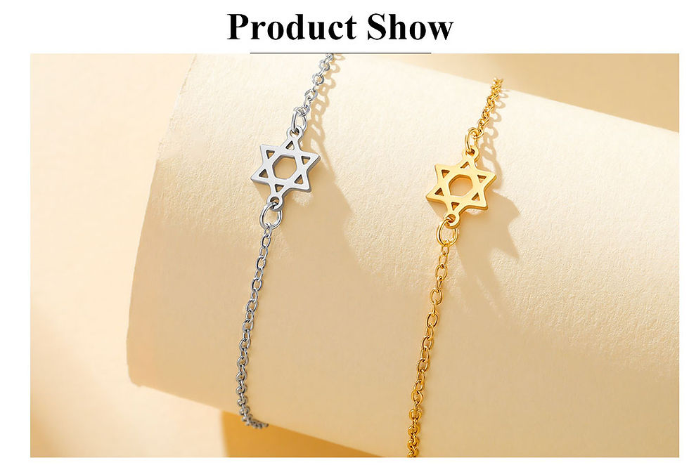 Thumbnail: Lucktune Star of David Charm Bracelet For Women Hand Stainless Steel Jewish Hexa