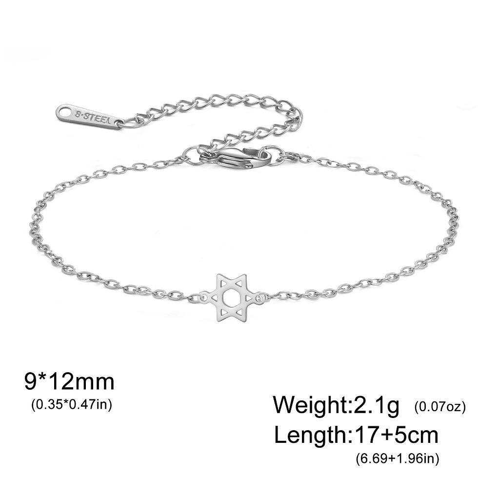 Thumbnail: Lucktune Star of David Charm Bracelet For Women Hand Stainless Steel Jewish Hexa
