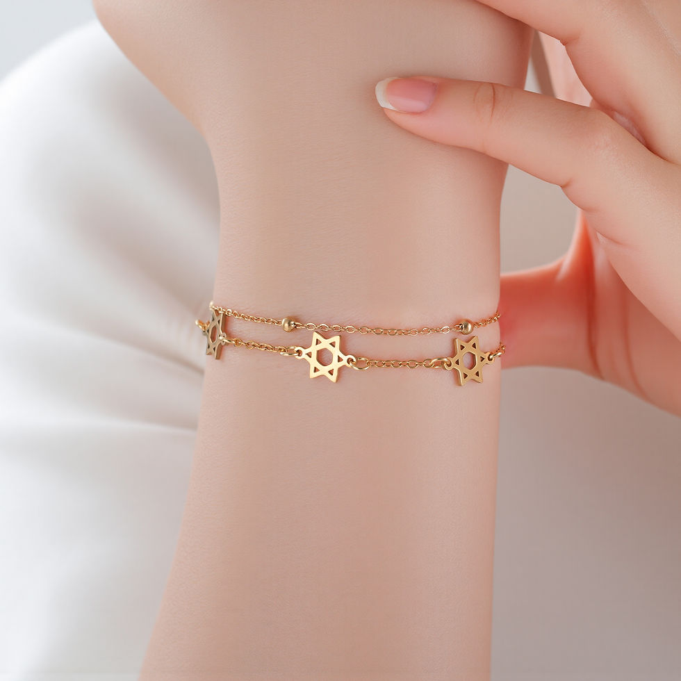 Thumbnail: Lucktune Star of David Charm Bracelet For Women Hand Stainless Steel Jewish Hexa