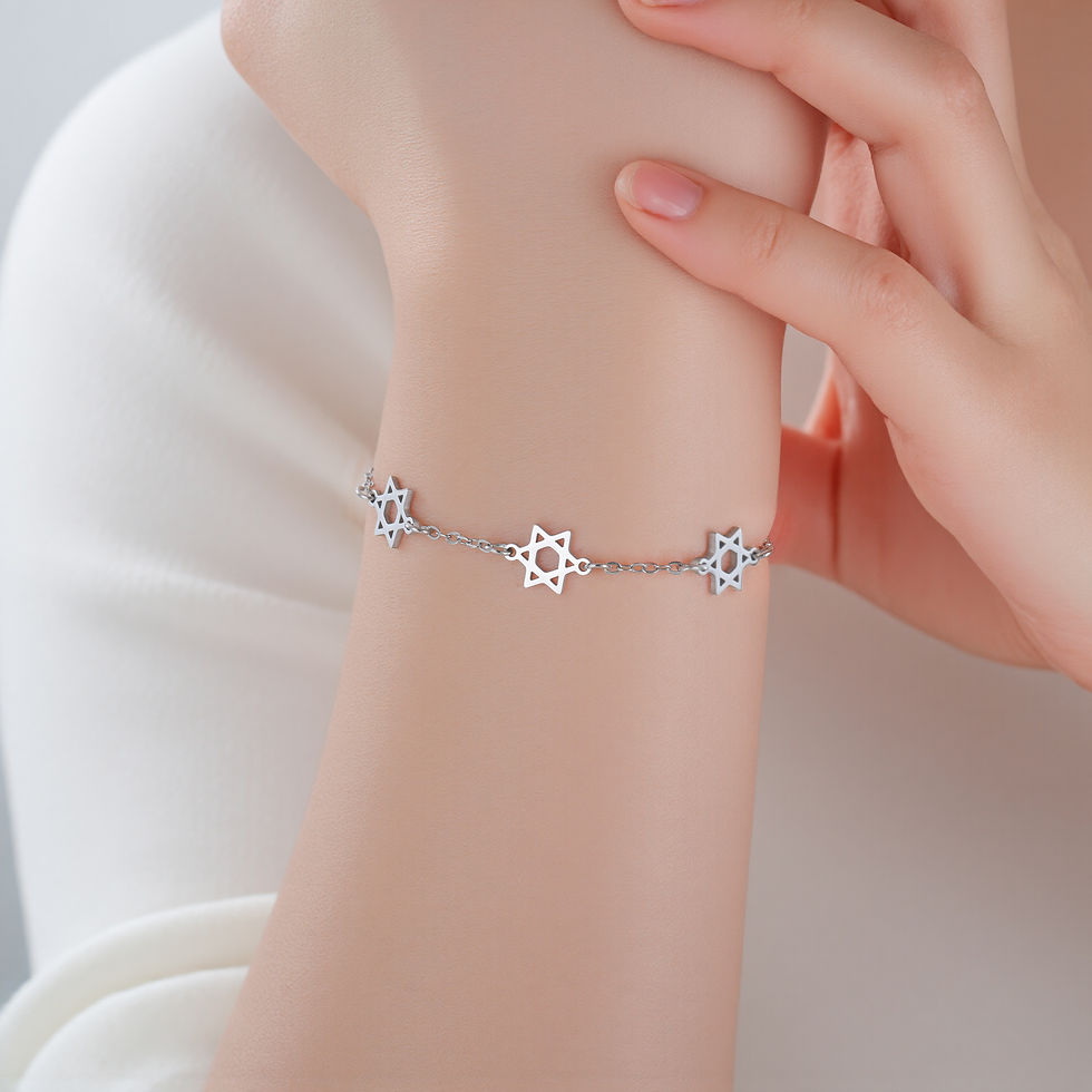 Thumbnail: Lucktune Star of David Charm Bracelet For Women Hand Stainless Steel Jewish Hexa