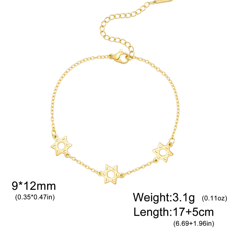 Thumbnail: Lucktune Star of David Charm Bracelet For Women Hand Stainless Steel Jewish Hexa
