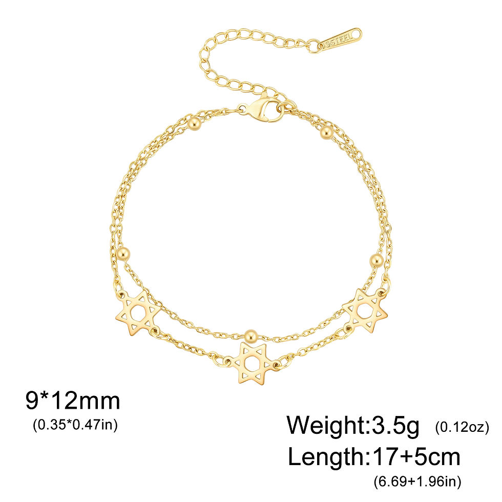 Thumbnail: Lucktune Star of David Charm Bracelet For Women Hand Stainless Steel Jewish Hexa
