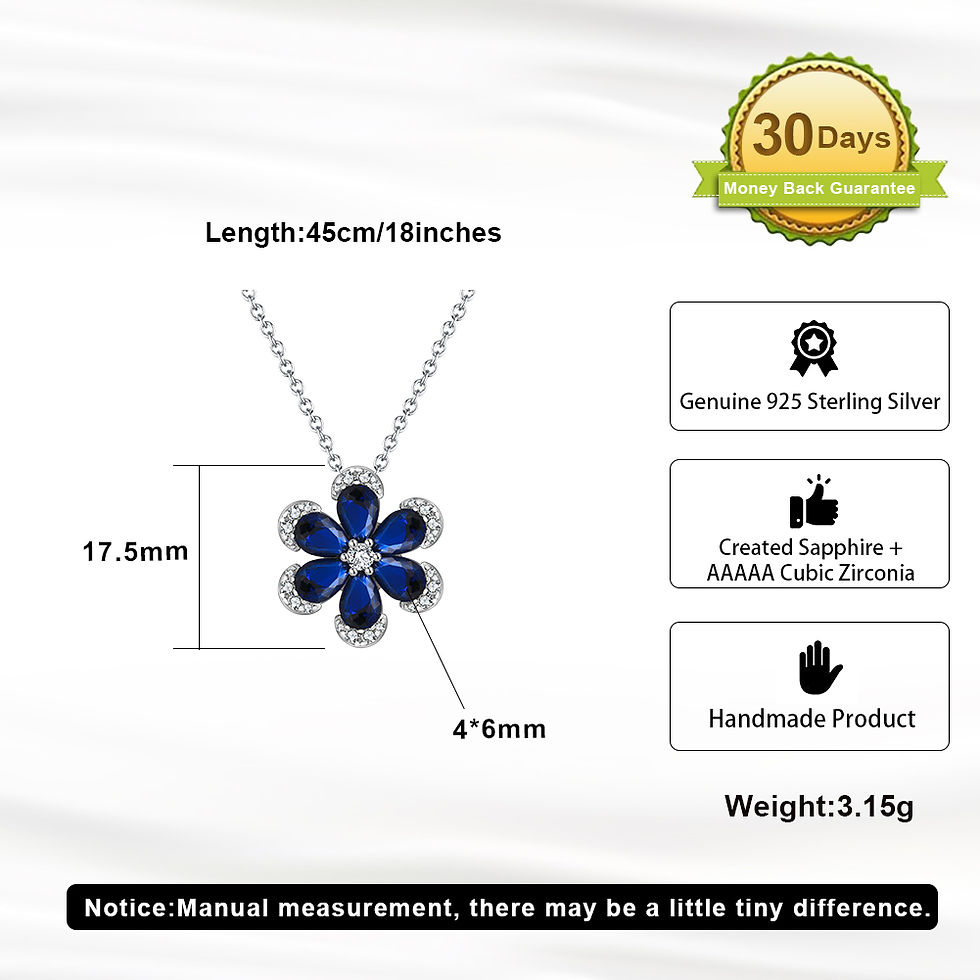 Thumbnail: ORSA JEWELS 925 Silver Flower Shape Blue Sapphire Jewelry Set Clear Cubic Zircon