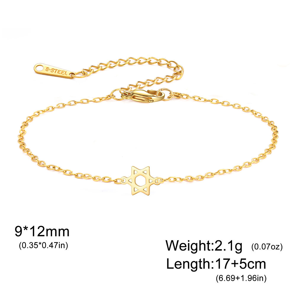 Thumbnail: Lucktune Star of David Charm Bracelet For Women Hand Stainless Steel Jewish Hexa