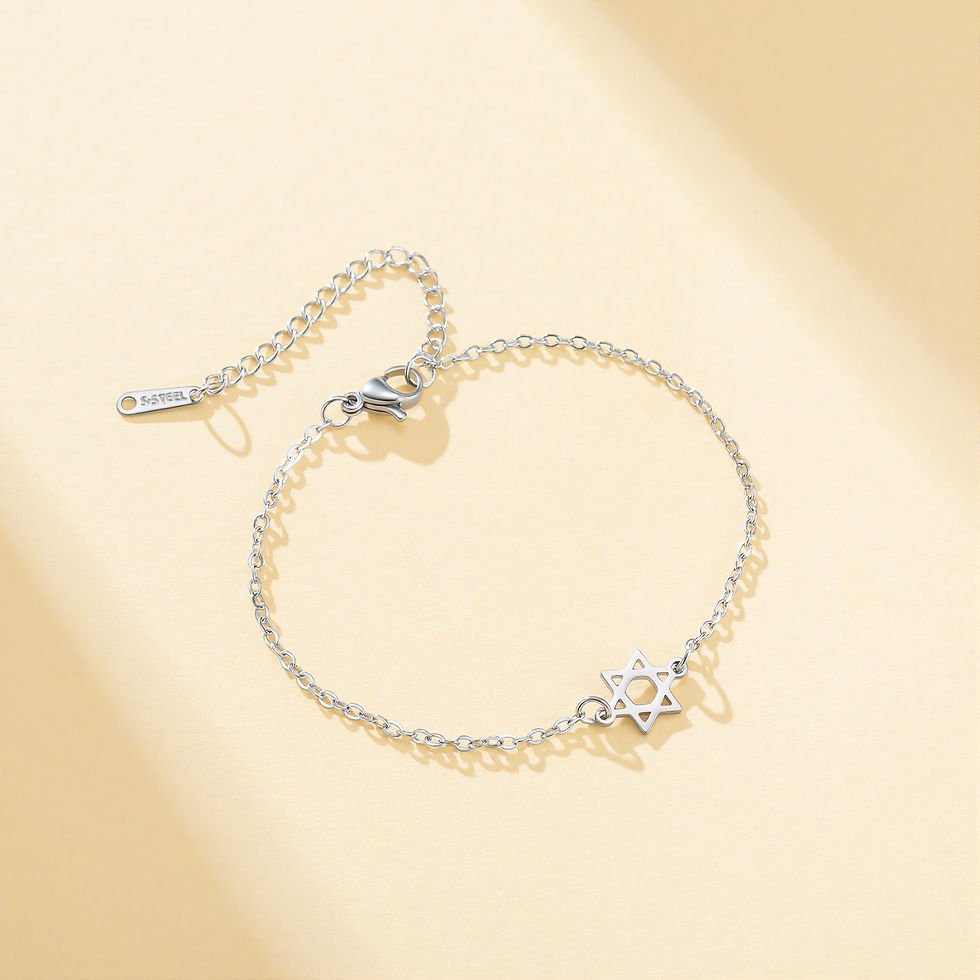 Thumbnail: Lucktune Star of David Charm Bracelet For Women Hand Stainless Steel Jewish Hexa
