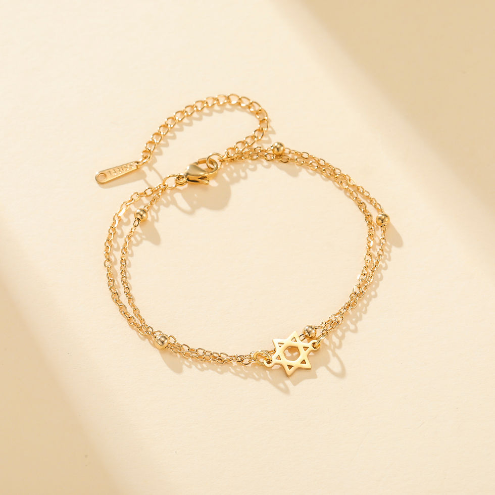 Thumbnail: Lucktune Star of David Charm Bracelet For Women Hand Stainless Steel Jewish Hexa