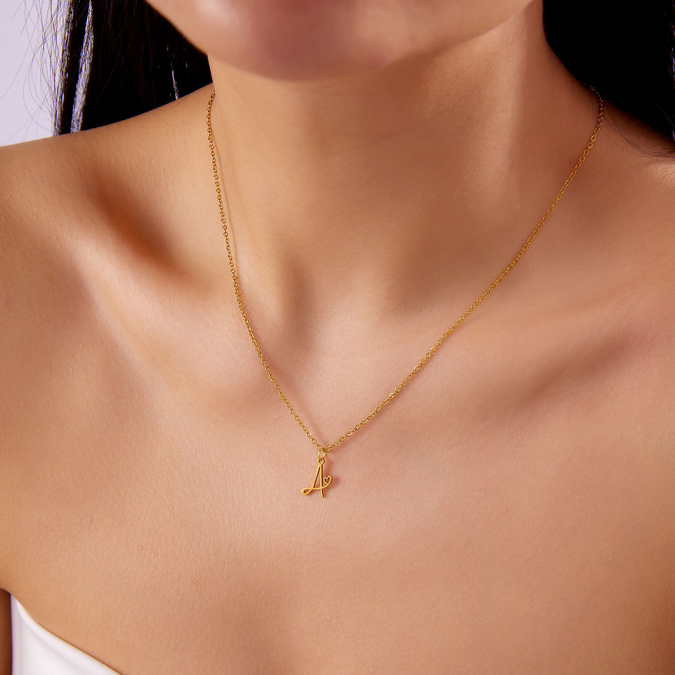 Thumbnail: Stainless Steel A-Z Alphabet Pendant Necklace for Women 26 Initial Letter Heart 