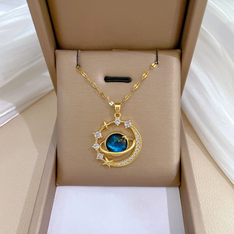Thumbnail: 316L Stainless Steel Sun Pendant Necklace For Women Exquisite and Fashionable Pl