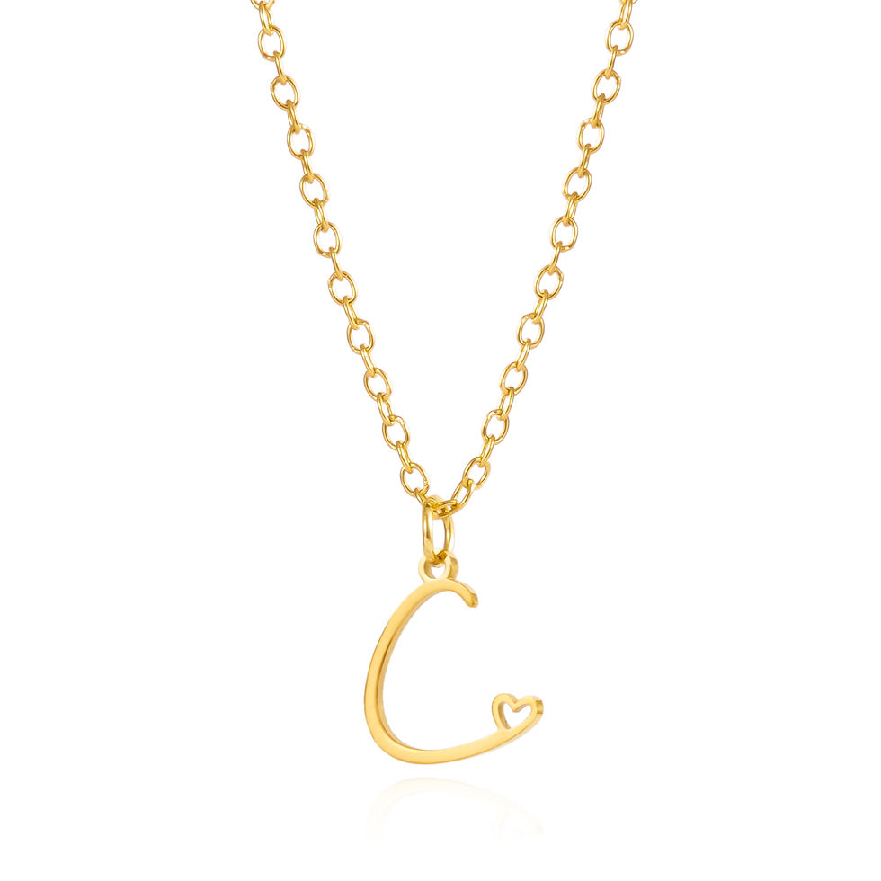 Thumbnail: Stainless Steel A-Z Alphabet Pendant Necklace for Women 26 Initial Letter Heart 