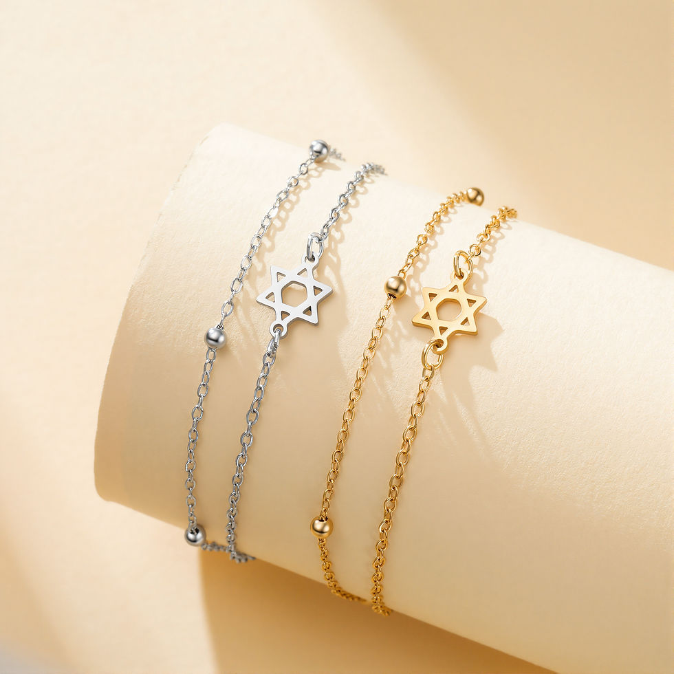 Thumbnail: Lucktune Star of David Charm Bracelet For Women Hand Stainless Steel Jewish Hexa