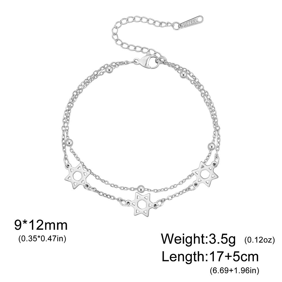 Thumbnail: Lucktune Star of David Charm Bracelet For Women Hand Stainless Steel Jewish Hexa
