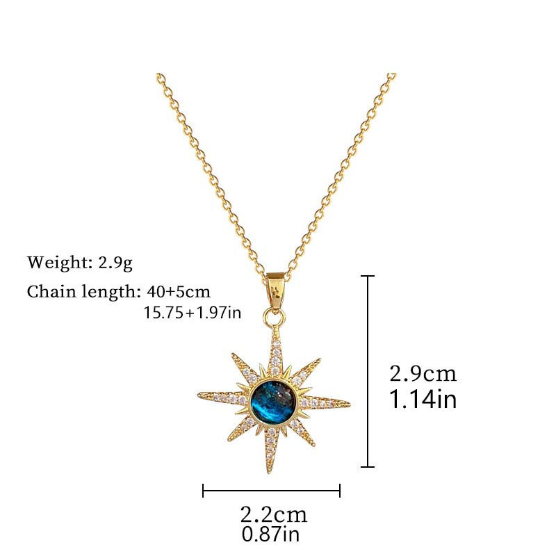 Thumbnail: 316L Stainless Steel Sun Pendant Necklace For Women Exquisite and Fashionable Pl