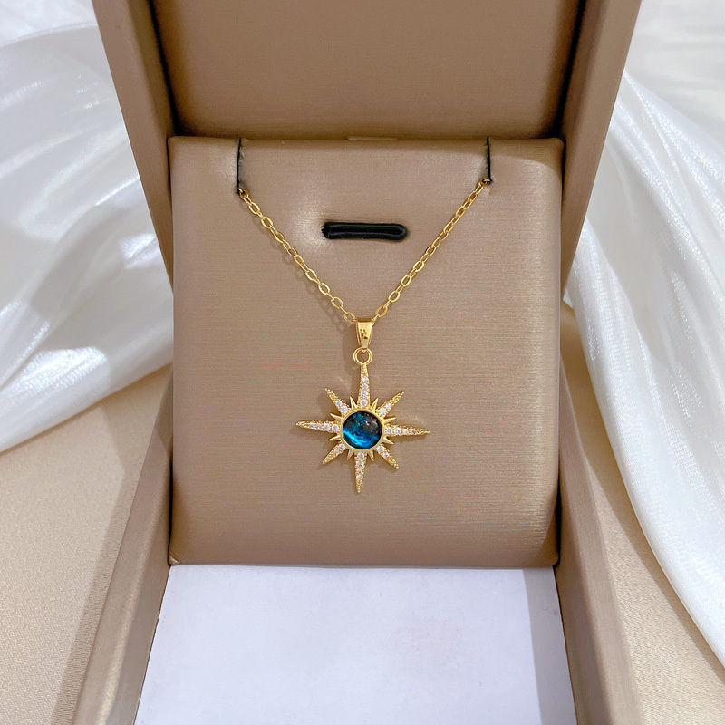 Thumbnail: 316L Stainless Steel Sun Pendant Necklace For Women Exquisite and Fashionable Pl