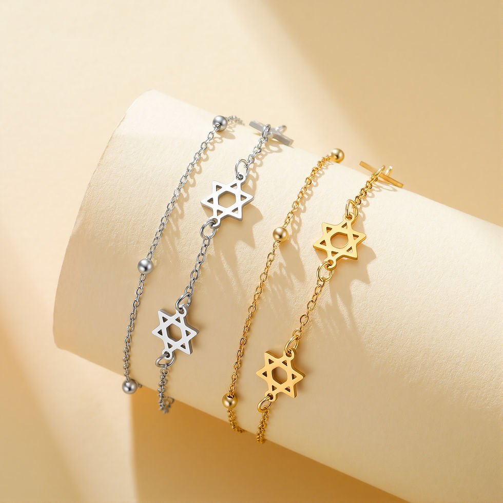 Thumbnail: Lucktune Star of David Charm Bracelet For Women Hand Stainless Steel Jewish Hexa