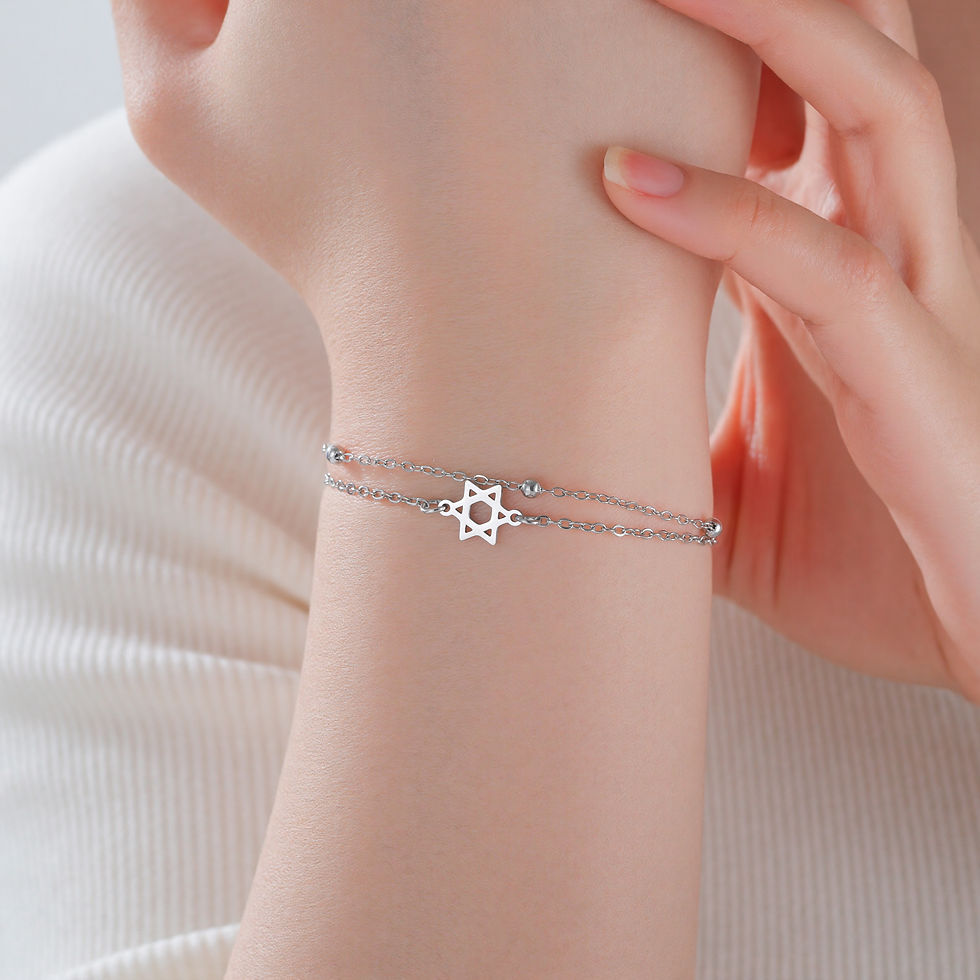 Thumbnail: Lucktune Star of David Charm Bracelet For Women Hand Stainless Steel Jewish Hexa