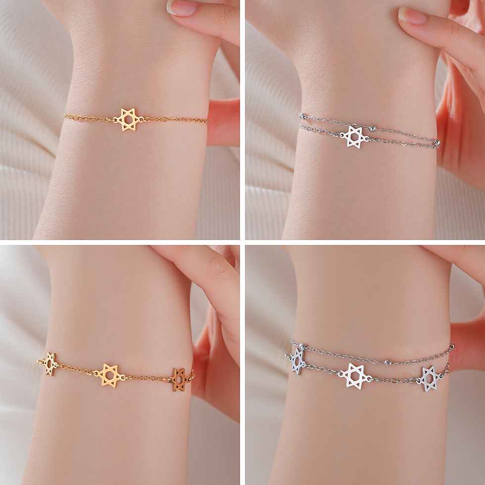 Thumbnail: Lucktune Star of David Charm Bracelet For Women Hand Stainless Steel Jewish Hexa