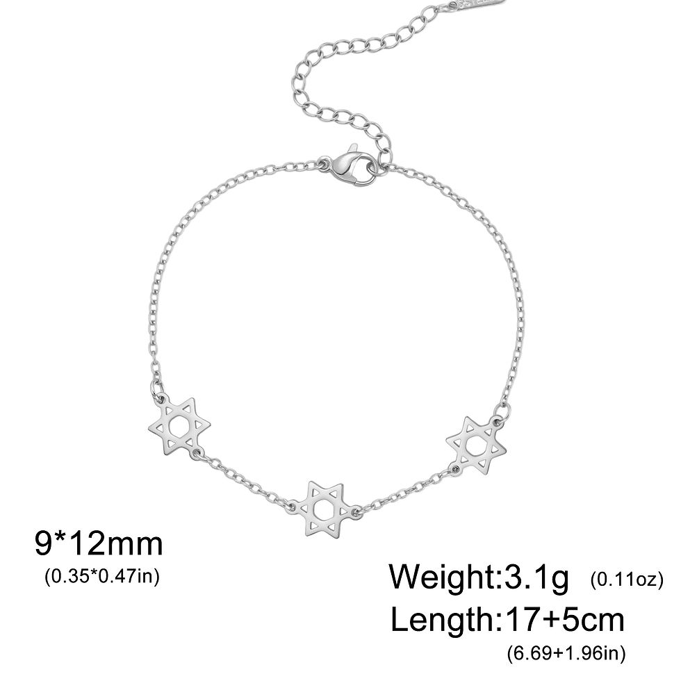 Thumbnail: Lucktune Star of David Charm Bracelet For Women Hand Stainless Steel Jewish Hexa