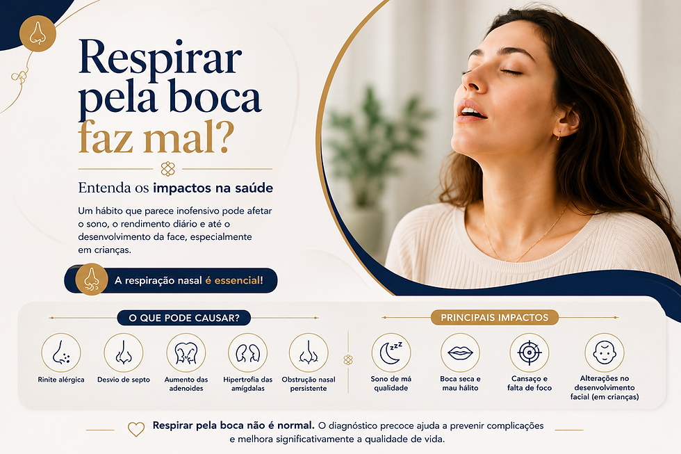 Respirar pela boca pode causar problemas no sono, cansaço e até alterações no desenvolvimento facial. Saiba quando procurar um otorrinolaringologista.