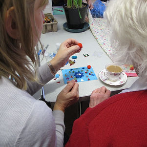 Crafting together over a cup of tea