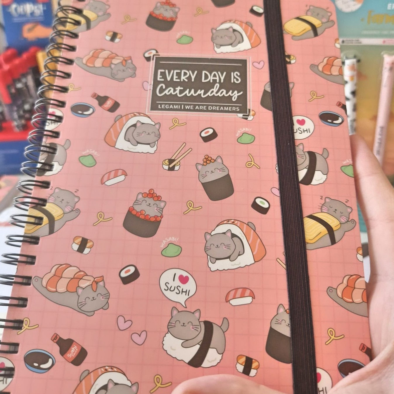 Cahier A5 à spirales "Sushi cat "