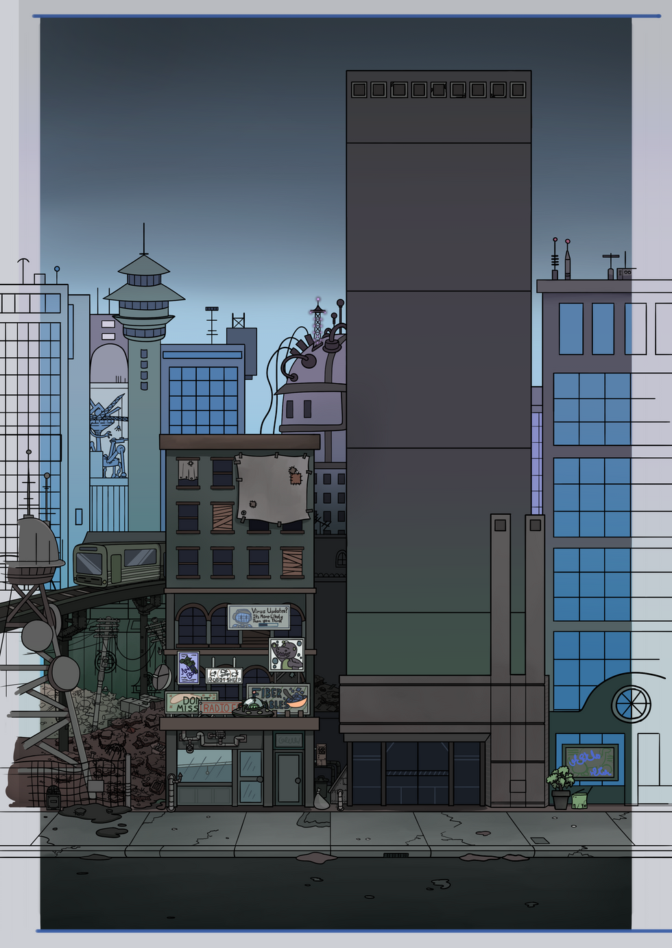 The outside of the office building for verse three of the Euphony Music Video.